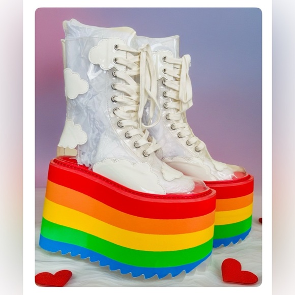 Dolls Kill Shoes - NIB Size 6 Dolls Kill Current Mood Happy Daze Platforms